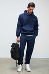 MARSHALLHOODIE Erkek Pamuklu İçi Polarlı Nakışlı Relaxed Koyu Lacivert Eşofman Takımı