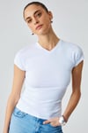 MARTA Kadın Yuvarlak Yaka Kısa Kol Slim Beyaz T-Shirt