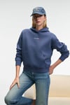MELUREA Kadın Nakışlı Kapüşonlu Comfort Fit Koyu Mavi Sweatshirt