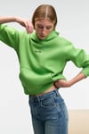 MELUREA Kadın Nakışlı Kapüşonlu Comfort Fit Fıstık Yeşili Sweatshirt
