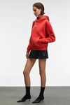 MELUREA Kadın Nakışlı Kapüşonlu Comfort Fit Kırmızı Sweatshirt