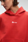 MELUREA Kadın Nakışlı Kapüşonlu Comfort Fit Kırmızı Sweatshirt