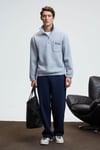 MERRICK Erkek Sırt Baskılı Cebi Nakışlı Yarım Fermuarlı Kolu Lastikli Dik Yaka Regular Fit Grimelanj Sweatshirt