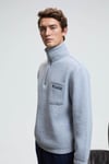 MERRICK Erkek Sırt Baskılı Cebi Nakışlı Yarım Fermuarlı Kolu Lastikli Dik Yaka Regular Fit Grimelanj Sweatshirt