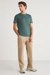 MICHEL Erkek Slim Fit Dar Kesim %100 Organik Pamuklu Yana Kayan Dikişli  Basic Örme Yeşil T-Shirt