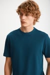 MICHEL Erkek Slim Fit Dar Kesim %100 Organik Pamuklu Yana Kayan Dikişli  Basic Örme Petrol Mavisi T-Shirt