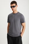 MICHEL Erkek Slim Fit Dar Kesim %100 Organik Pamuklu Yana Kayan Dikişli  Basic Örme Koyu Gri T-Shirt