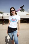 MIDNA Kadın Yumuşak Ve Esnek Kumaşlı Organik Pamuklu Baskı Ve Taş Detaylı Crop Beyaz T-Shirt
