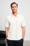 MINNUTU Erkek Organik Pamuklu Polo Yakalı Regular Fit Ekru T-Shirt