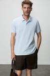 MINNUTU Erkek Organik Pamuklu Polo Yakalı Regular Fit Mavi T-Shirt