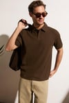 MINNUTU Erkek Organik Pamuklu Polo Yakalı Regular Fit Kahverengi T-Shirt