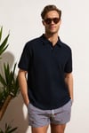 MINNUTU Erkek Organik Pamuklu Polo Yakalı Regular Fit Lacivert T-Shirt