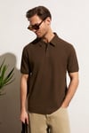 MINNUTU Erkek Organik Pamuklu Polo Yakalı Regular Fit Kahverengi T-Shirt