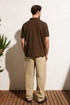 MINNUTU Erkek Organik Pamuklu Polo Yakalı Regular Fit Kahverengi T-Shirt