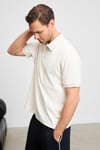 MINNUTU Erkek Organik Pamuklu Polo Yakalı Regular Fit Ekru T-Shirt