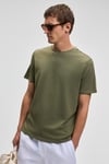 MOCASSIN Erkek %100 Pamuk Baskılı Relaxed Fit Yuvarlak Yaka Kısa Kollu Haki T-Shirt