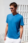 MOCASSIN Erkek %100 Pamuk Baskılı Relaxed Fit Yuvarlak Yaka Kısa Kollu Mavi T-Shirt