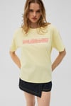 MOCHI Kadın %100 Organik Pamuklu Yuvarlak Yakalı Baskılı Sarı T-Shirt