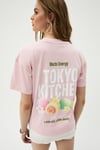 MOCHI Kadın %100 Organik Pamuklu Yuvarlak Yakalı Baskılı Pembe T-Shirt