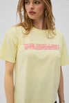 MOCHI Kadın %100 Organik Pamuklu Yuvarlak Yakalı Baskılı Sarı T-Shirt