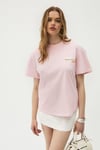 MOCHI Kadın %100 Organik Pamuklu Yuvarlak Yakalı Baskılı Pembe T-Shirt