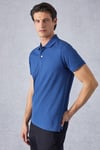 MONAGHAN Erkek Polo Yaka Relaxed Fit Patlı Düğmeli Kısa Kollu Mavi T-Shirt