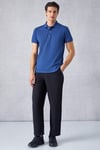 MONAGHAN Erkek Polo Yaka Relaxed Fit Patlı Düğmeli Kısa Kollu Mavi T-Shirt