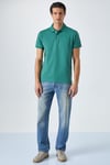 MONAGHAN Erkek Polo Yaka Relaxed Fit Patlı Düğmeli Kısa Kollu Yeşil T-Shirt