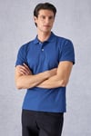 MONAGHAN Erkek Polo Yaka Relaxed Fit Patlı Düğmeli Kısa Kollu Mavi T-Shirt
