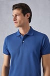 MONAGHAN Erkek Polo Yaka Relaxed Fit Patlı Düğmeli Kısa Kollu Mavi T-Shirt