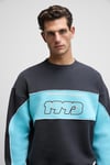 MONTY Erkek Yuvarlak Yaka Baskılı Omuzları Yeşil Renkte Relaxed Fit Antrasit Sweatshirt