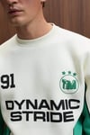 MONTY Erkek Yuvarlak Yaka Baskılı Omuzları Yeşil Renkte Relaxed Fit Ekru Sweatshirt