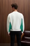 MONTY Erkek Yuvarlak Yaka Baskılı Omuzları Yeşil Renkte Relaxed Fit Ekru Sweatshirt