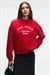 MOREVESSA Kadın Regular Fit Baskı Detaylı Yuvarlak Yakalı Kırmızı Sweatshirt