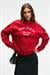 MOREVESSA Kadın Regular Fit Baskı Detaylı Yuvarlak Yakalı Kırmızı Sweatshirt