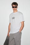 MORGES Erkek %100 Organik Pamuklu Yuvarlak Yakalı Silikon Baskı Detaylı Regular Beyaz T-Shirt