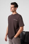 MOTI Erkek Göğsü Sırtı Baskılı %100 Organik Pamuk Oversize Fit Bisiklet Yaka Kahverengi T-Shirt