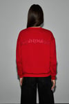 MOTION Kadın Organik Pamuklu İçi Polarlı Yuvarlak Yaka Patch Detaylı Oversize Kırmızı Sweatshirt