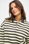 MUSE Kadın Çizgili Triko Polo Yakalı Regular Fit Sarı Sweatshirt