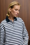 MUSE Kadın Çizgili Triko Polo Yakalı Regular Fit Lacivert Sweatshirt