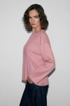 NEAT Kadın Organik Pamuklu Bisiklet Yaka Oversize Fit Uzun Kollu Pembe T-Shirt