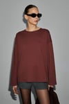 NEAT Kadın Organik Pamuklu Bisiklet Yaka Oversize Fit Uzun Kollu Kiremit Rengi T-Shirt