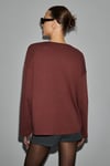 NEAT Kadın Organik Pamuklu Bisiklet Yaka Oversize Fit Uzun Kollu Kiremit Rengi T-Shirt