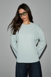 NEAT Kadın Organik Pamuklu Bisiklet Yaka Oversize Fit Uzun Kollu Gri T-Shirt