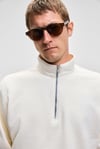 NESTOR Erkek Relaxed Fit Dik Yakalı Yarım Fermuarlı Uzun Kollu Ekru Sweatshirt