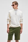 NESTOR Erkek Relaxed Fit Dik Yakalı Yarım Fermuarlı Uzun Kollu Ekru Sweatshirt