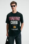 NIBBLE Erkek Oversize %100 Pamuk Baskılı Yuvarlak Yaka Siyah T-Shirt