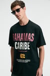 NIBBLE Erkek Oversize %100 Pamuk Baskılı Yuvarlak Yaka Siyah T-Shirt