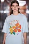 NITZA Kadın %100 Pamuk Oversize Bisiklet Yaka Açık Mavi T-Shirt