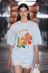 NITZA Kadın %100 Pamuk Oversize Bisiklet Yaka Açık Mavi T-Shirt